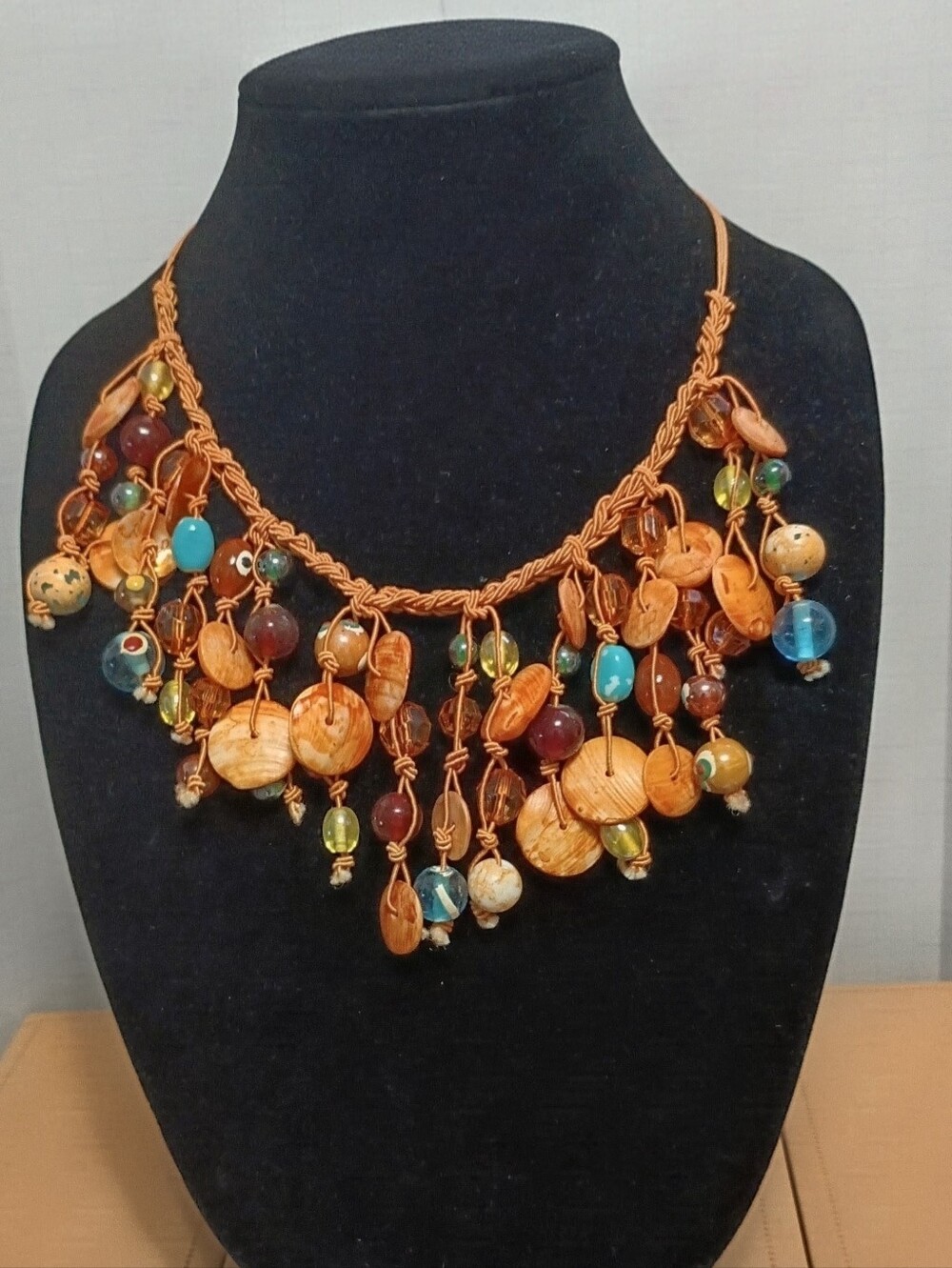 Orange And Brown Boho Necklace